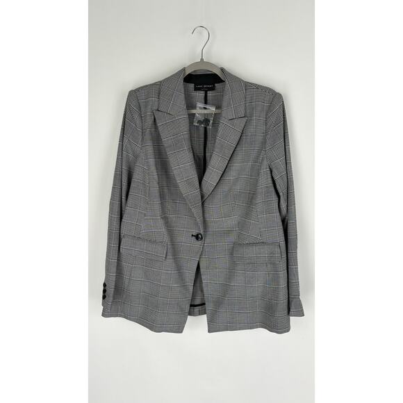 Lane Bryant Plaid Blazer Jacket Womens Plus Size 14 Black White New One Button - Picture 1 of 8